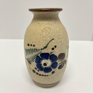 Tonala Mexico sandstone Hand Painted Folk Art Pottery Vase
